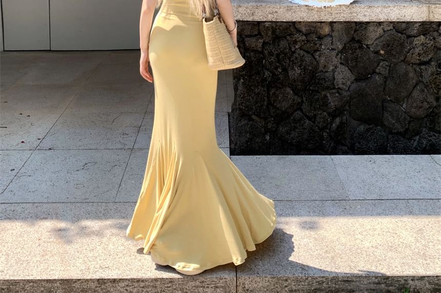 Spaghetti Strap Open Back Maxi Mermaid Dress