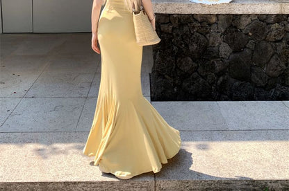 Spaghetti Strap Open Back Maxi Mermaid Dress