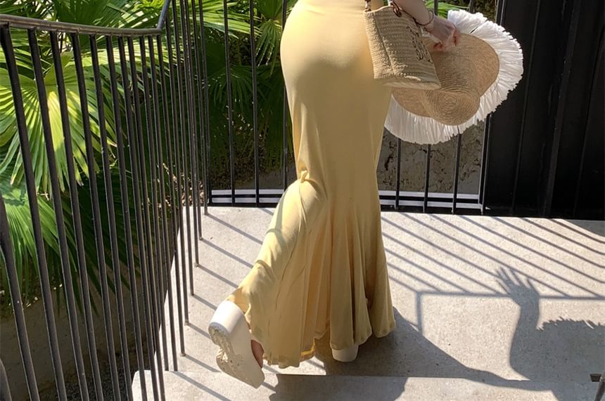 Spaghetti Strap Open Back Maxi Mermaid Dress