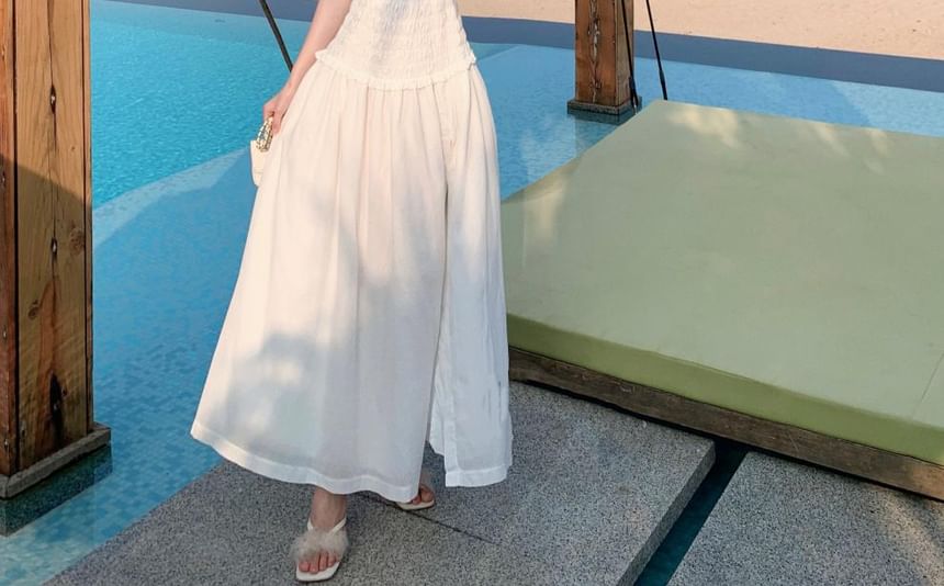 Plain Cutout Slit Maxi A-Line Tube Dress