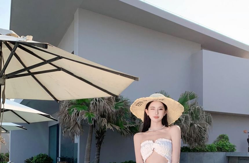 Plain Cutout Slit Maxi A-Line Tube Dress