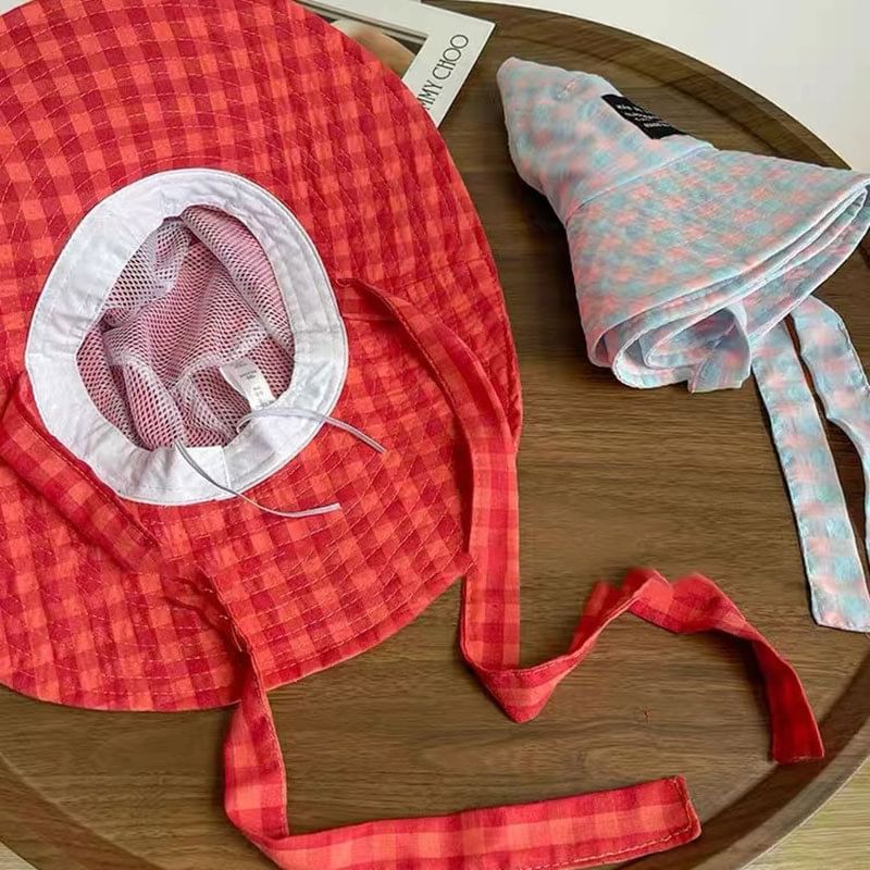 Hat Plaid Lettering Applique Bucket