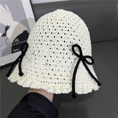 Bow Knit Cloche Hat