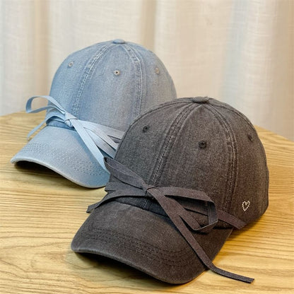 Bow Washed Denim Baseball Cap