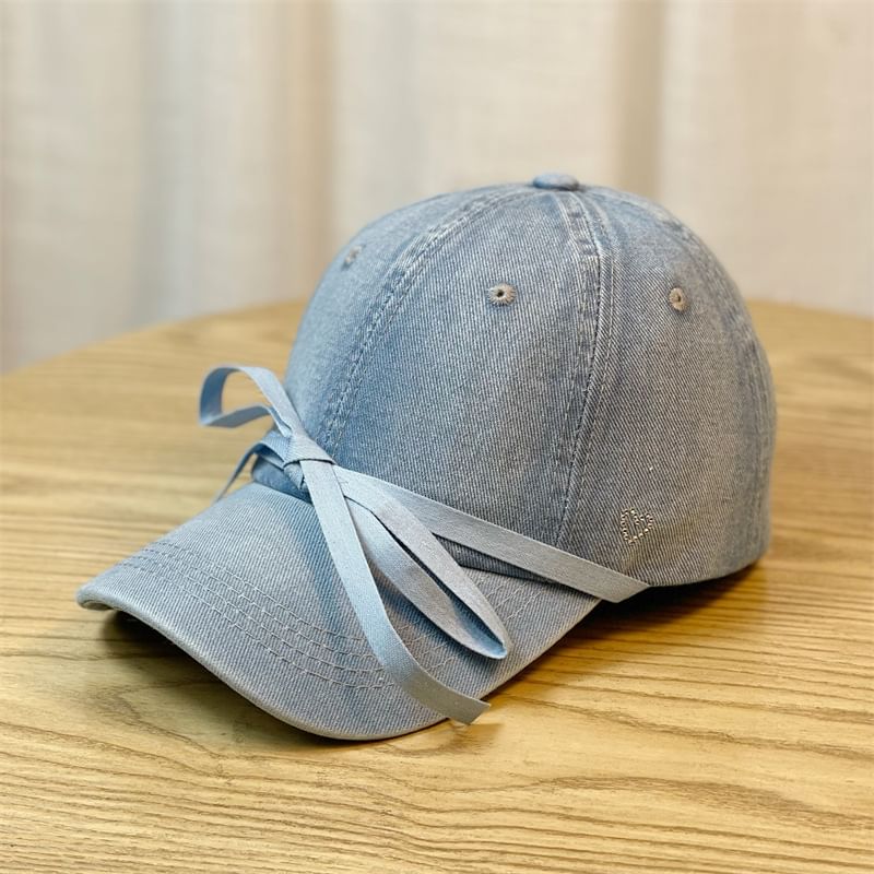 Bow Washed Denim Baseball Cap