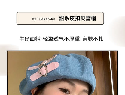 Buckled Denim Beret