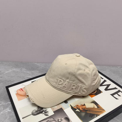 Lettering Embossed Distressed Baseball Cap