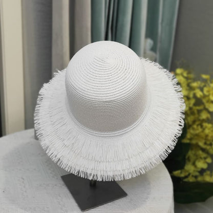 Plain Fringed Straw Sun Hat