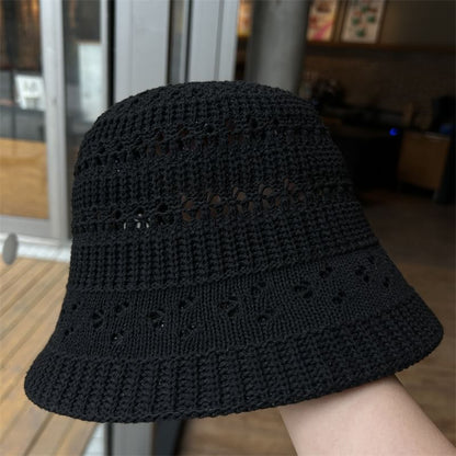Plain Perforated Knit Bucket Hat