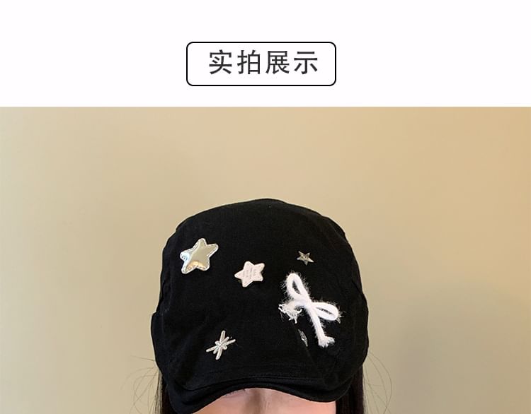 Bow Star Applique Flat Cap