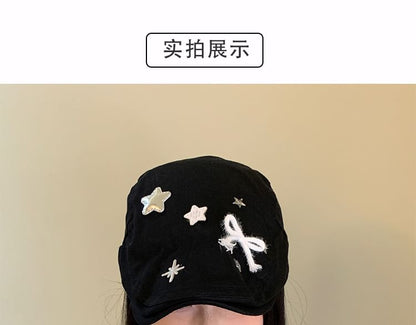 Bow Star Applique Flat Cap