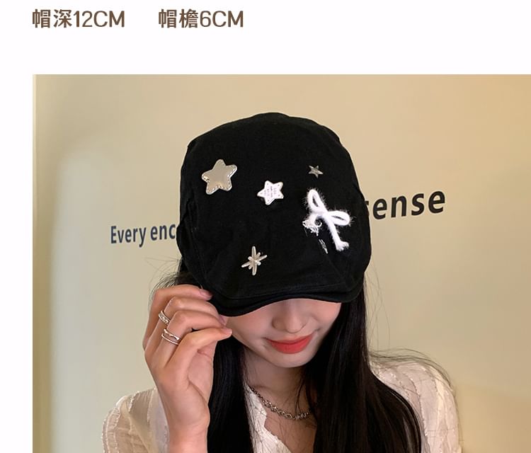 Bow Star Applique Flat Cap