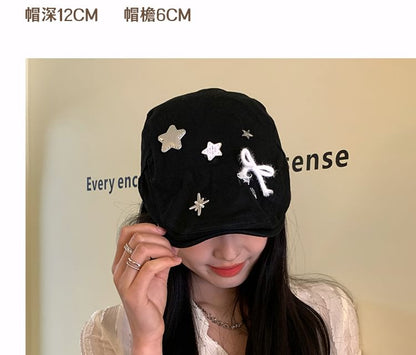 Bow Star Applique Flat Cap