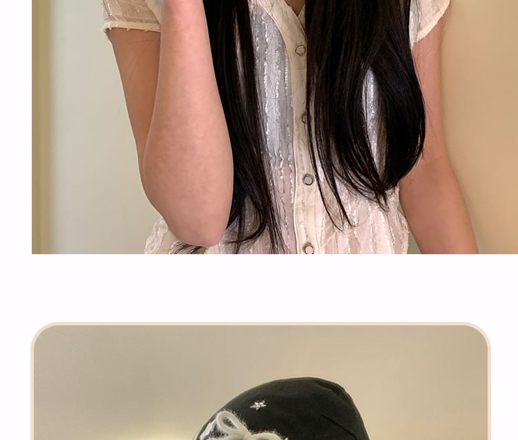 Bow Star Applique Flat Cap