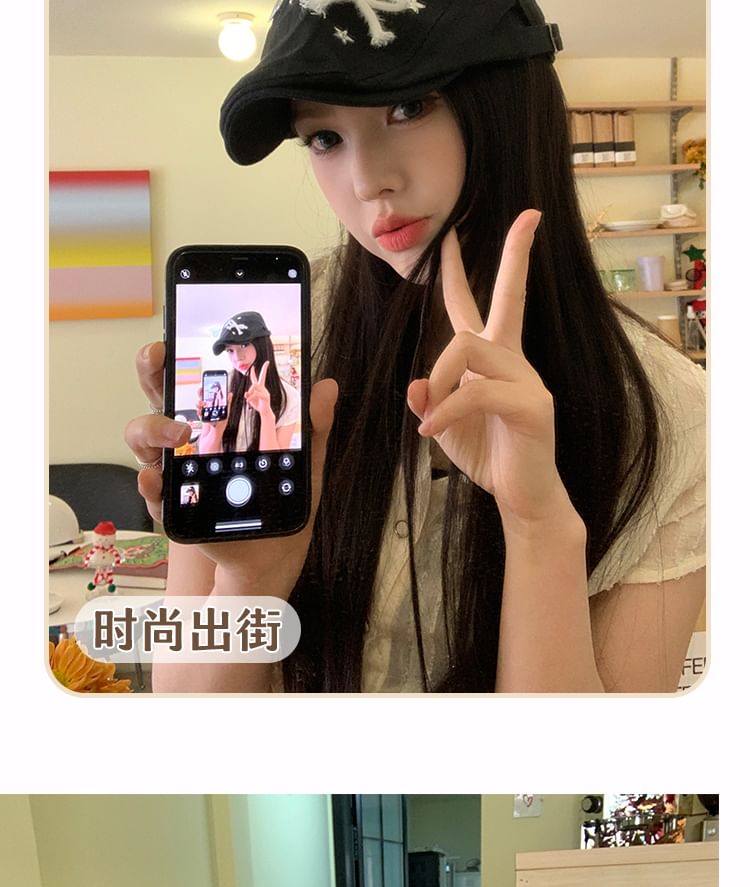 Bow Star Applique Flat Cap