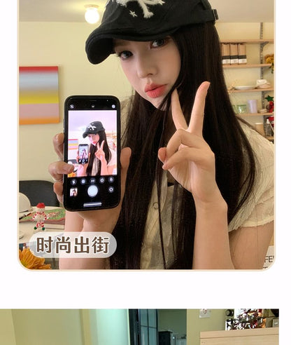 Bow Star Applique Flat Cap