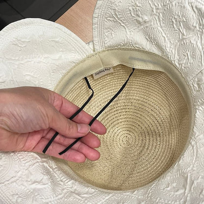 Two Tone Bow Straw Sun Hat