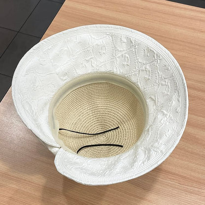 Two Tone Bow Straw Sun Hat