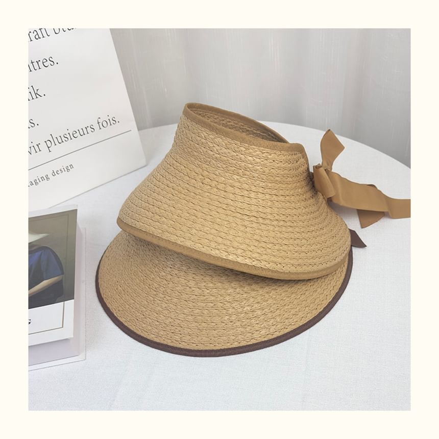 Contrast Trim Straw Wide Brim Sun Visor