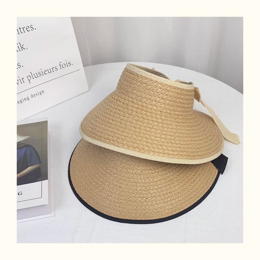 Contrast Trim Straw Wide Brim Sun Visor