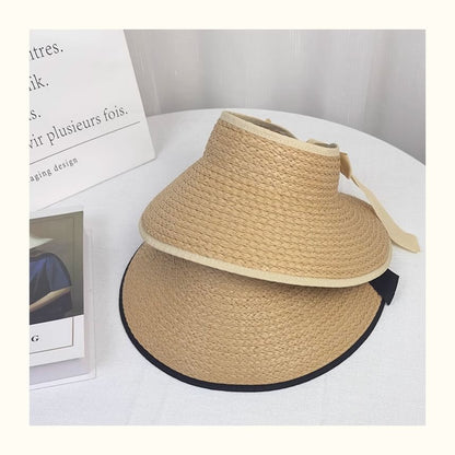 Contrast Trim Straw Wide Brim Sun Visor