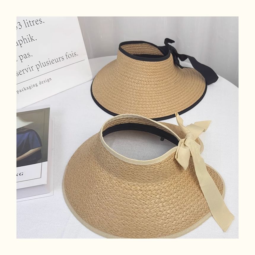 Contrast Trim Straw Wide Brim Sun Visor