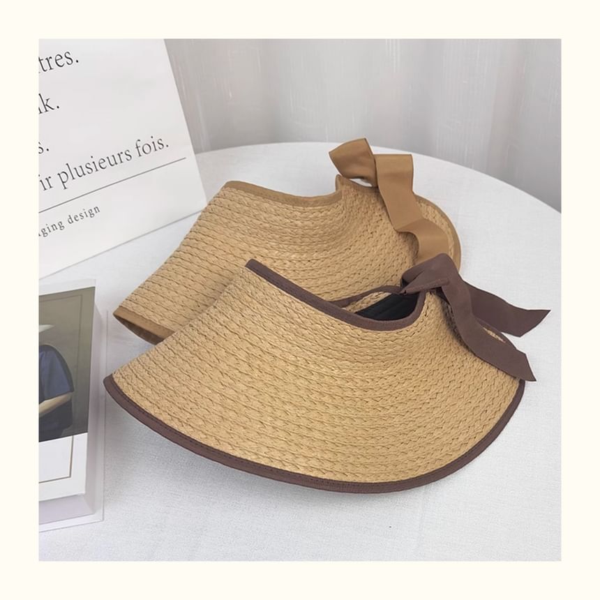Contrast Trim Straw Wide Brim Sun Visor