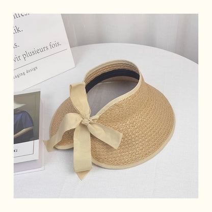 Contrast Trim Straw Wide Brim Sun Visor