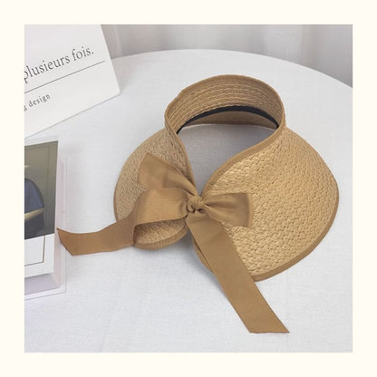 Contrast Trim Straw Wide Brim Sun Visor