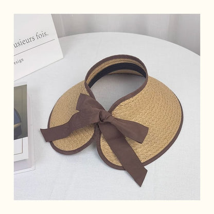 Contrast Trim Straw Wide Brim Sun Visor