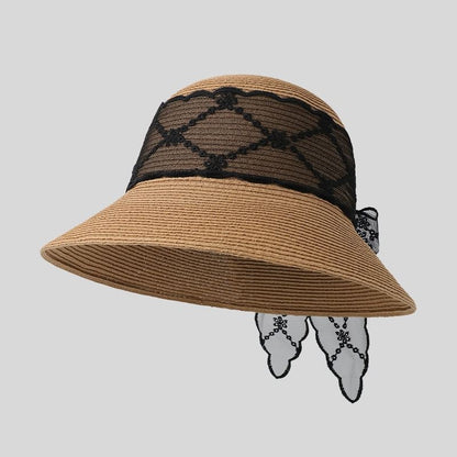 Lace Bow Straw Sun Hat