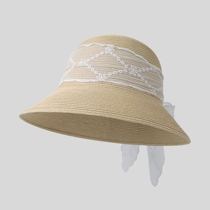 Lace Bow Straw Sun Hat