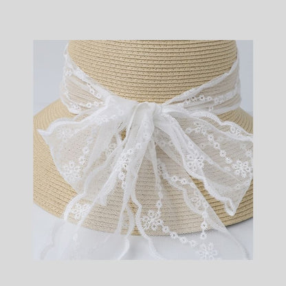Lace Bow Straw Sun Hat