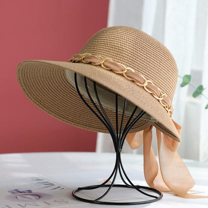 Bow Chained Straw Sun Hat