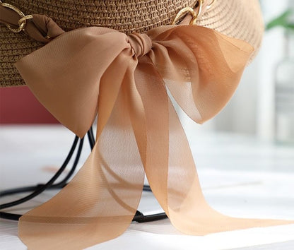 Bow Chained Straw Sun Hat