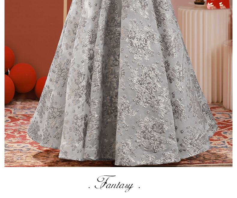 Neck Short-Sleeve A-Line Gown Evening Square Lace