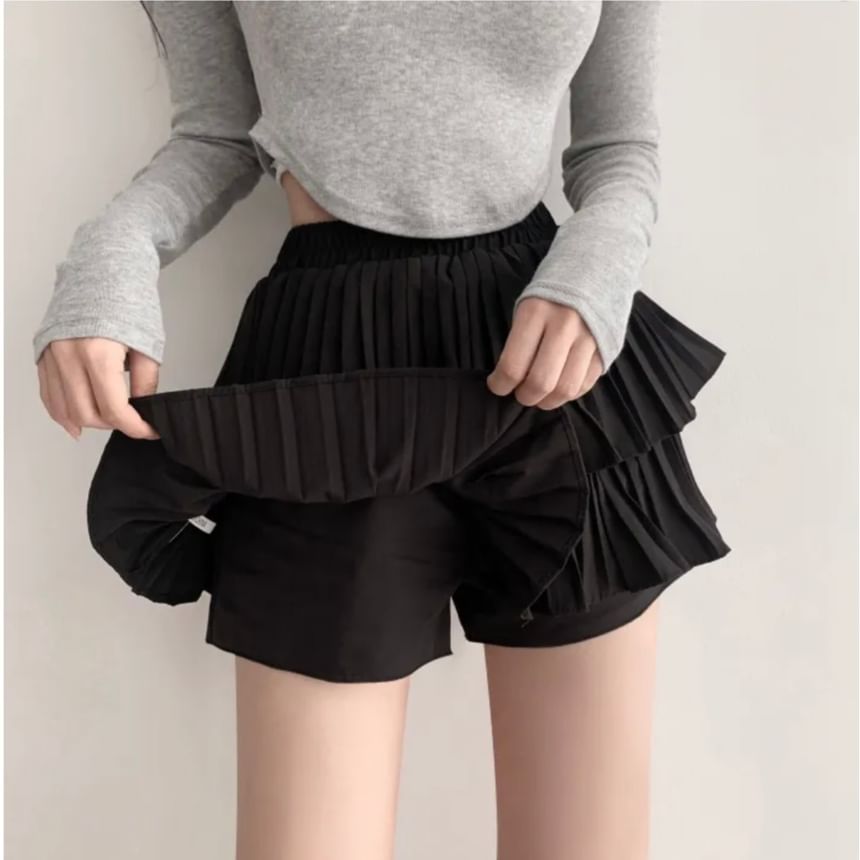 Schlichter Stufen-Skort mit elastischer Taille