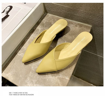 Pointed Toe Kitten Heel Mules