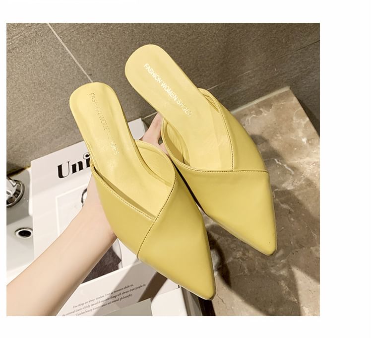 Pointed Toe Kitten Heel Mules