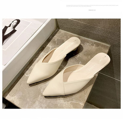 Pointed Toe Kitten Heel Mules