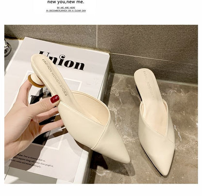 Pointed Toe Kitten Heel Mules