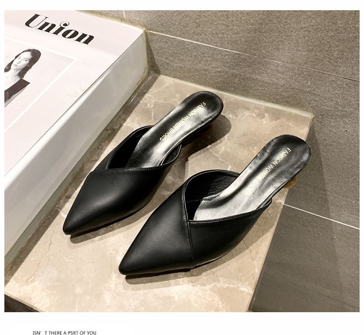 Pointed Toe Kitten Heel Mules