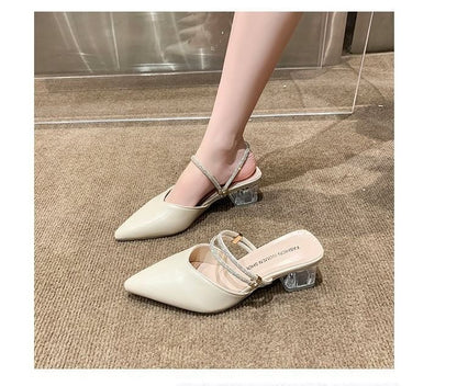 Pointed Toe Block Heel Mary Jane Mules