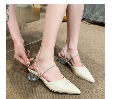 Pointed Toe Block Heel Mary Jane Mules