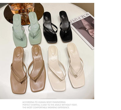 Kitten Heel Thong Sandals
