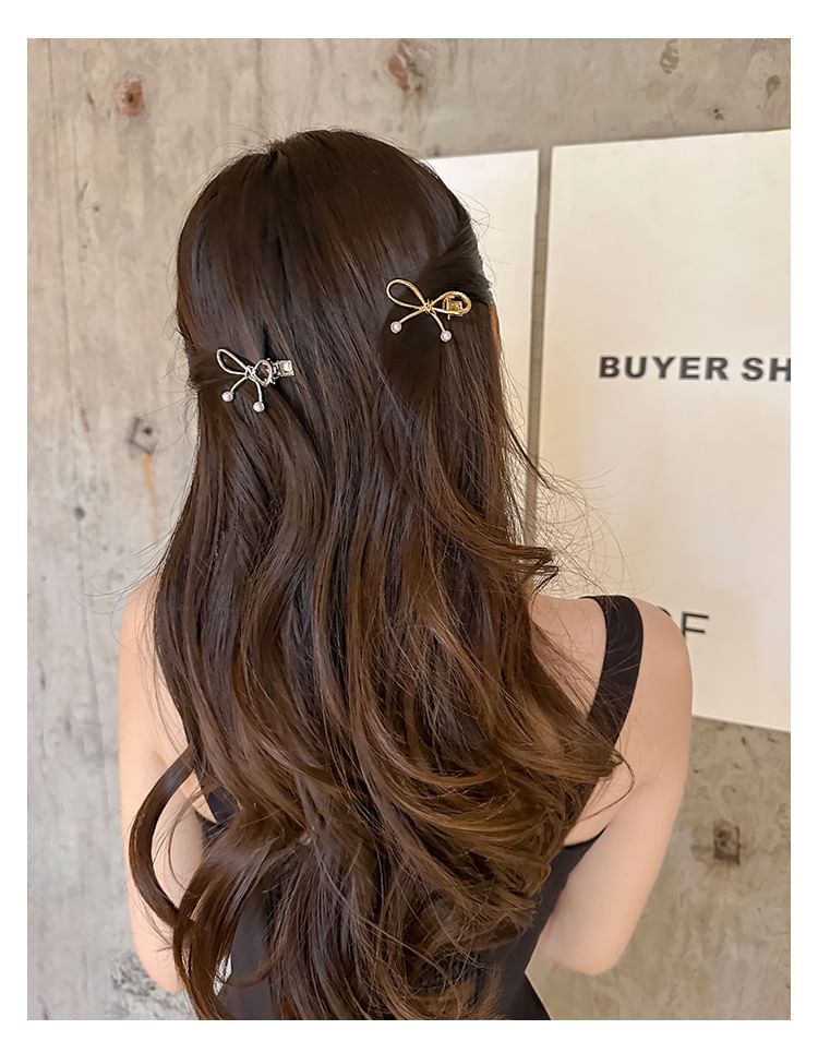 Bow Faux Pearl Hair Clip