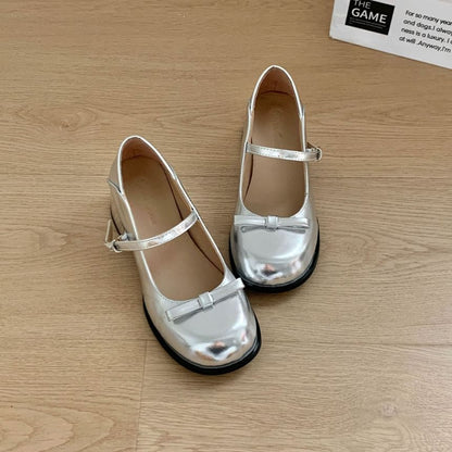 Block Heel Bow Accent Mary Jane Pumps