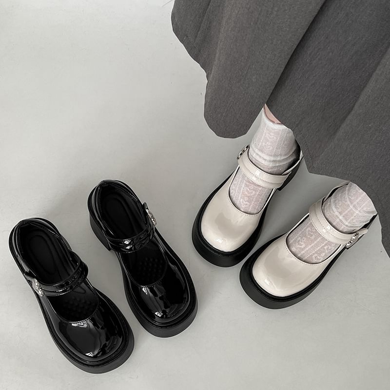 Block Heel Platform Mary Jane Pumps