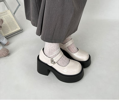 Block Heel Platform Mary Jane Pumps