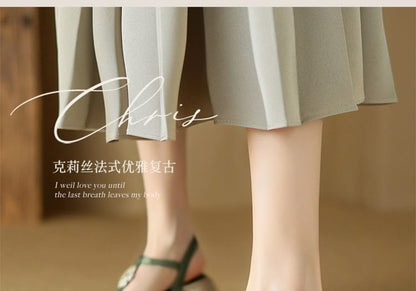 Cap Toe Chunky Heel Sandals
